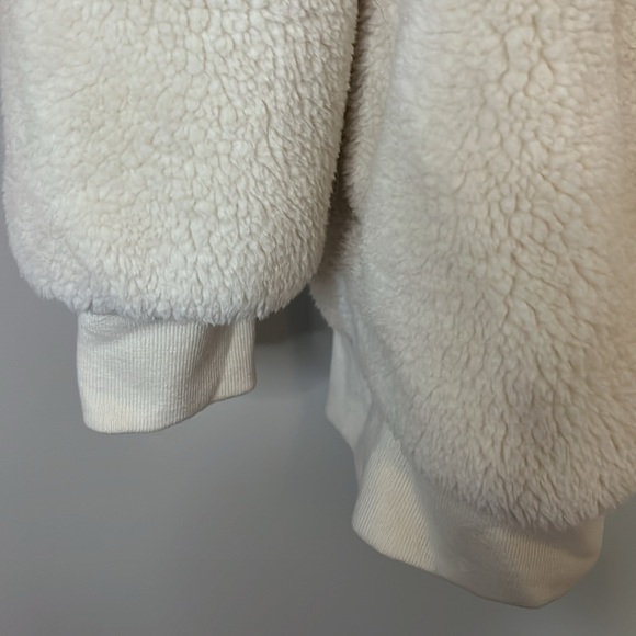 NWT GAP Sherpa Fleece Coat Jacket new full zip hooded ivory cream - Picture 6 of 7